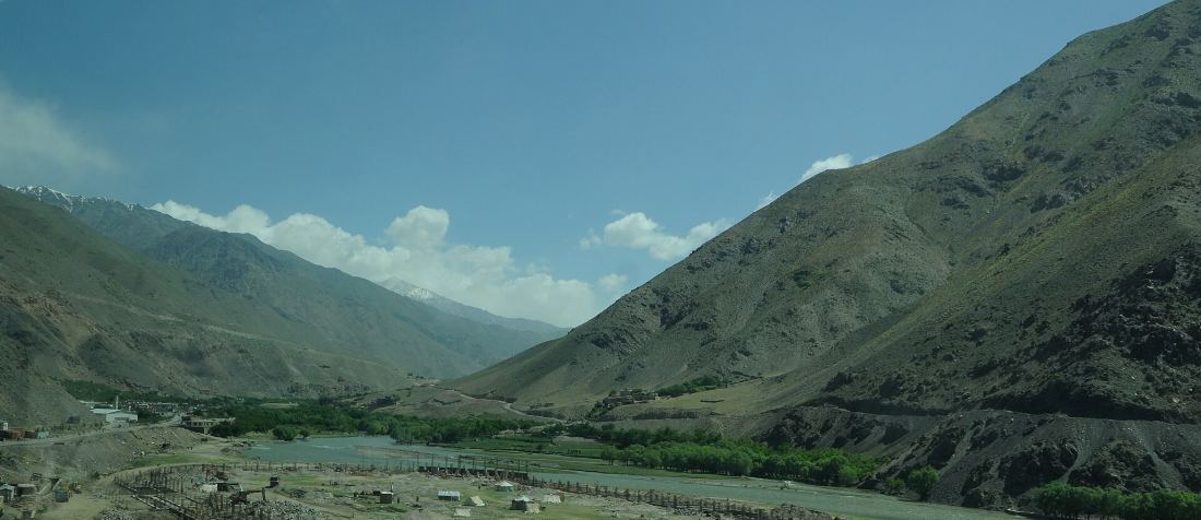The Panjshir Valley in north-east Afghanistan, the emerald-bearing ground, with the Panjshir river running its length